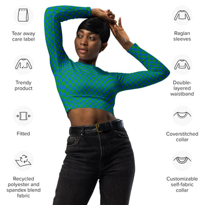 Blue Burst - Recycled long-sleeve crop top