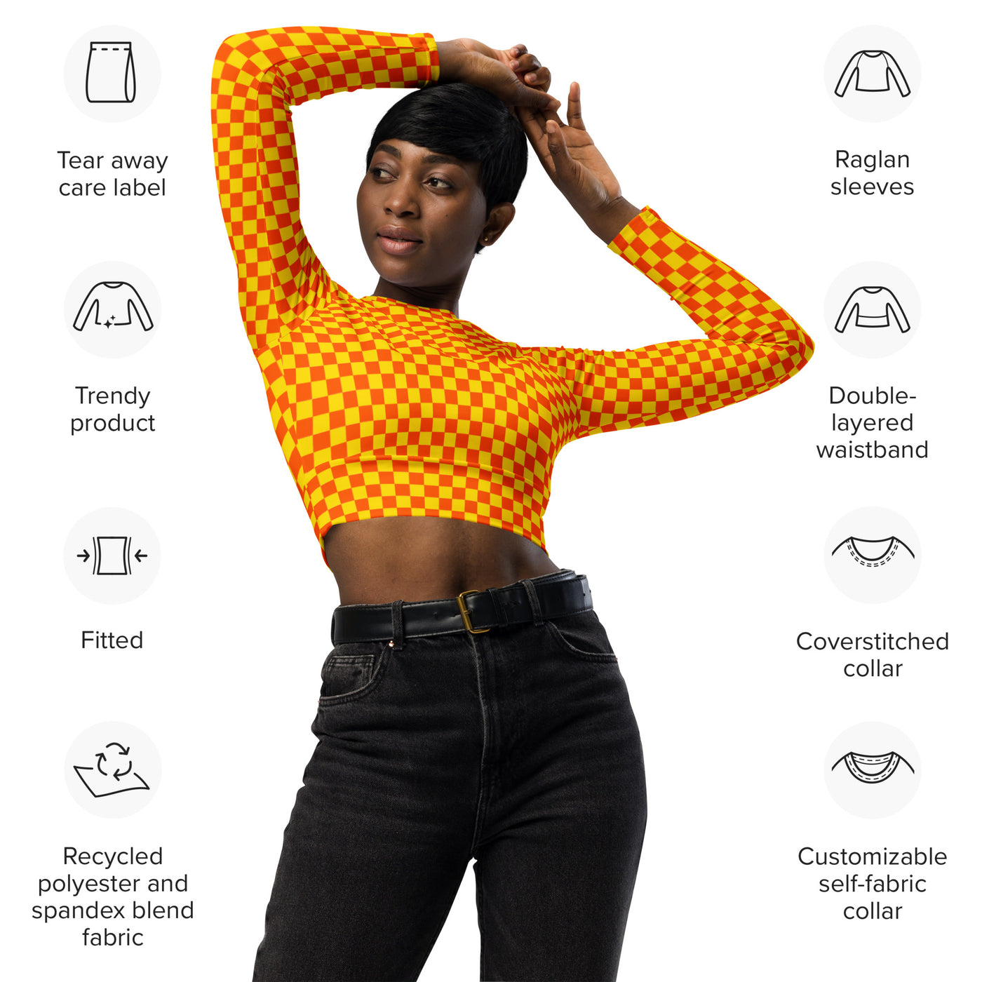 Orange Optimism - Recycled long-sleeve crop top