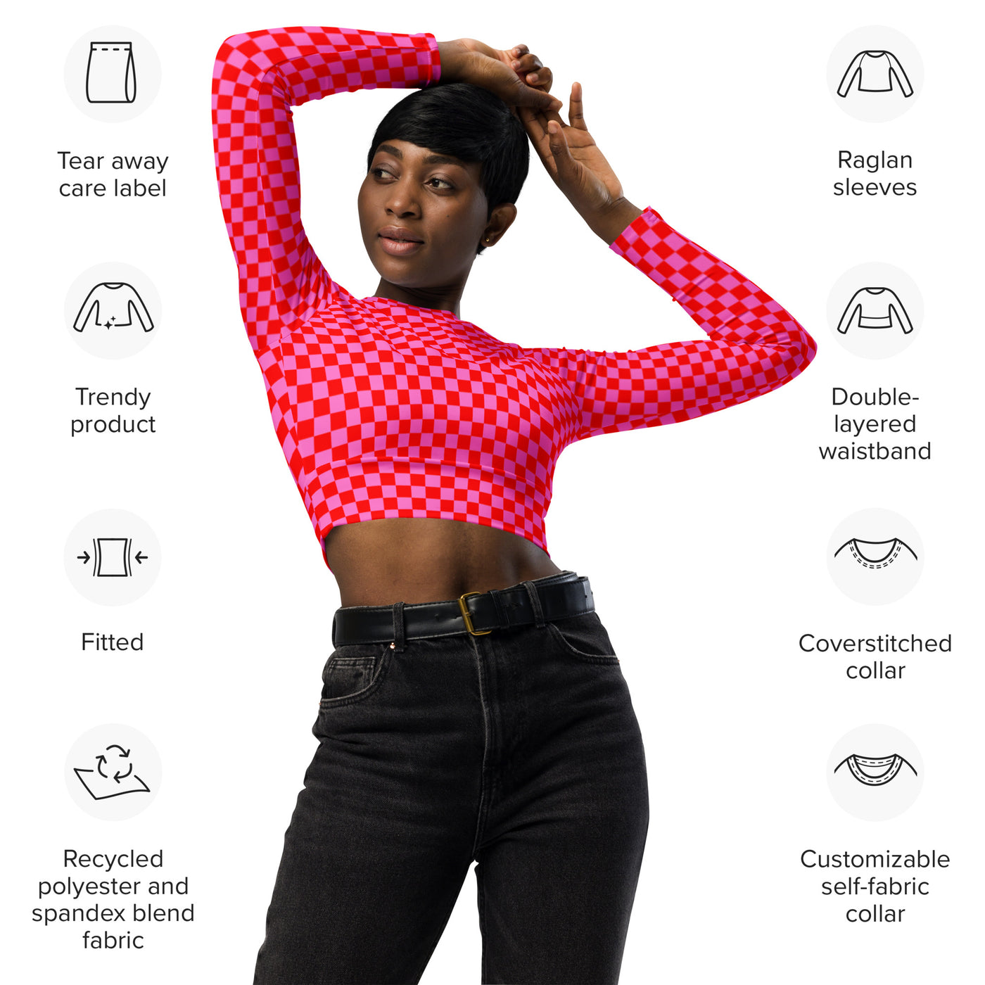 Red Rush - Recycled long-sleeve crop top