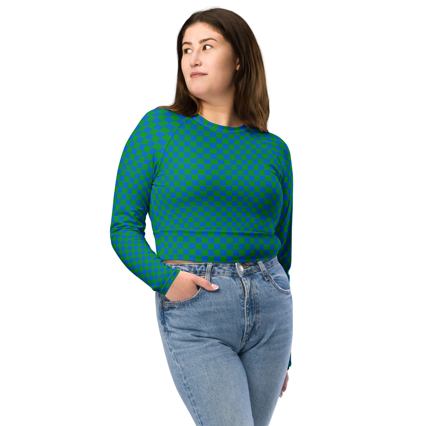 Blue Burst - Recycled long-sleeve crop top