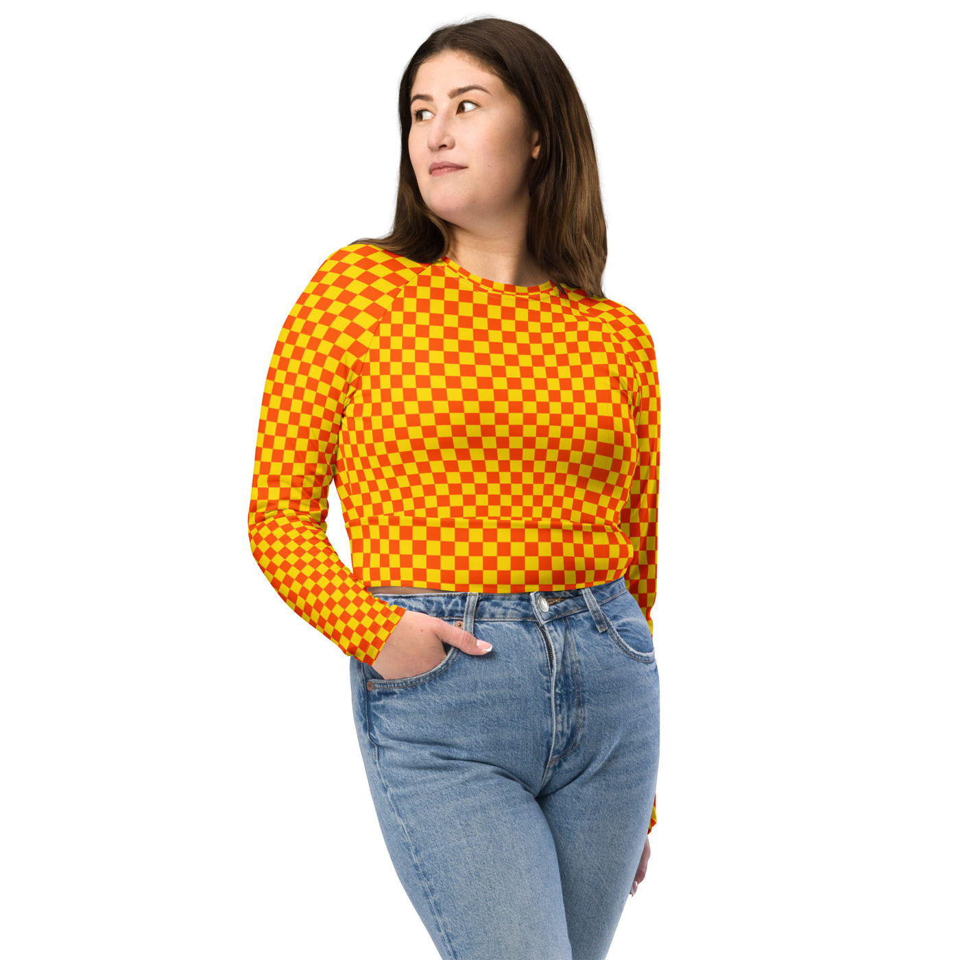 Orange Optimism - Recycled long-sleeve crop top